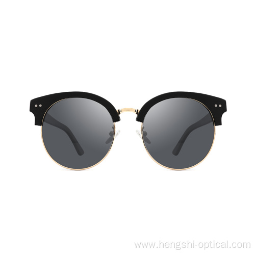 Vintage Half Rim Metal Combine Acetate Frames Sunglasses